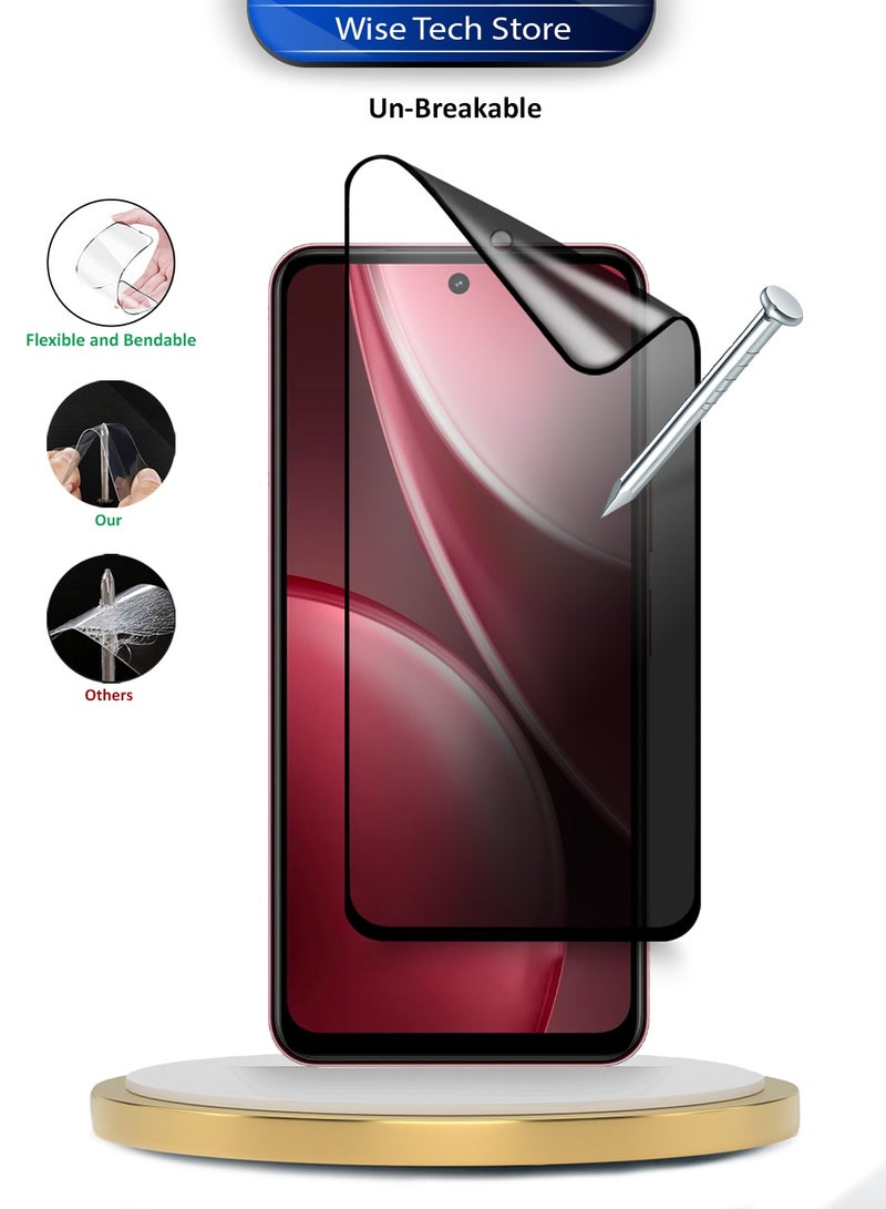 دبليو تيك واقي شاشة مرن مطفي كامل الغطاء بكامل الغراء من السيراميك النانوي لخصوصية هاتف vivo Y31 / vivo Y31 Pro 5G 2025 الفاخر (MSCNMP) - شفاف/أسود - Image 3